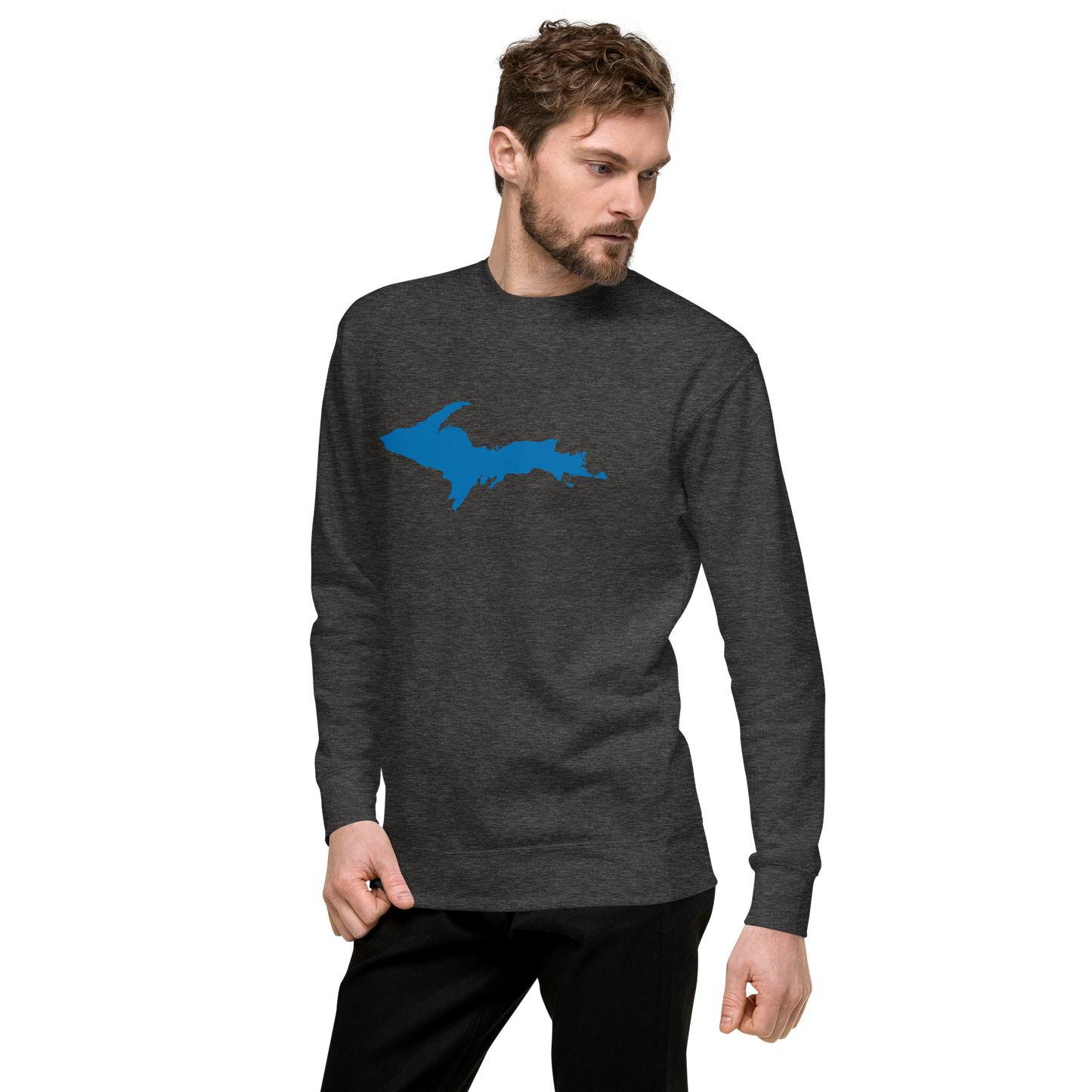 Michigan Upper Peninsula Sweatshirt (w/ Azure UP Outline) | Unisex Premium