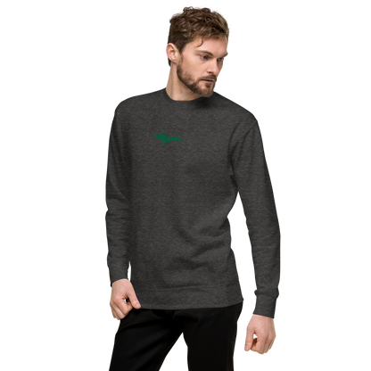 Michigan Upper Peninsula Sweatshirt (w/ Embroidered Green UP Outline) | Unisex Premium