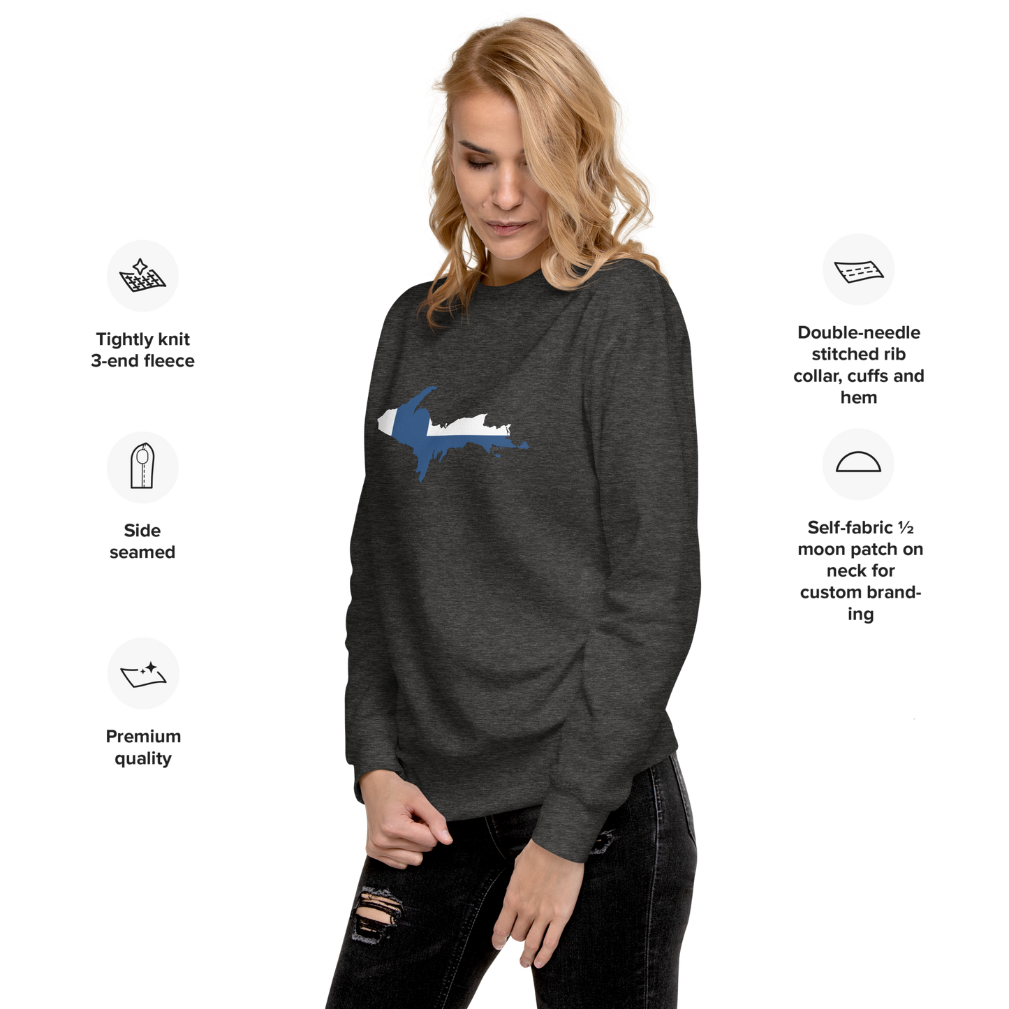 Michigan Upper Peninsula Sweatshirt (w/ UP Finland Outline) | Unisex Premium