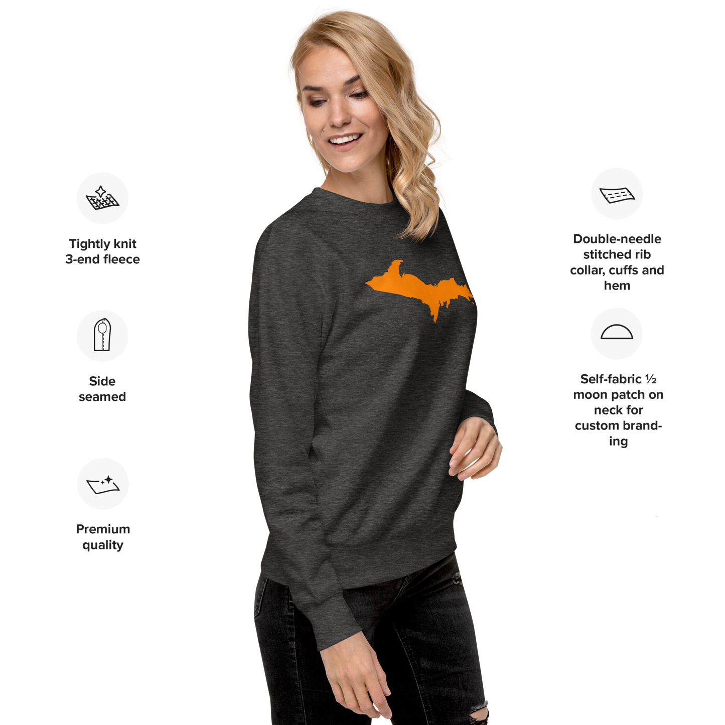 Michigan Upper Peninsula Sweatshirt (w/ Orange UP Outline) | Unisex Premium