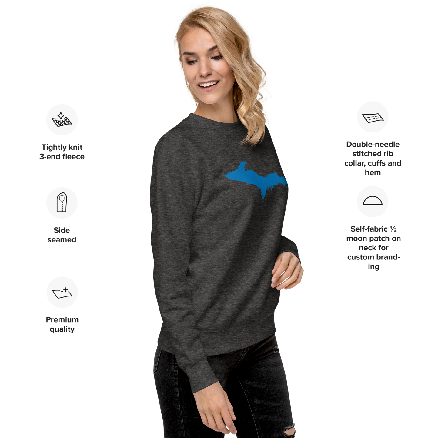 Michigan Upper Peninsula Sweatshirt (w/ Azure UP Outline) | Unisex Premium