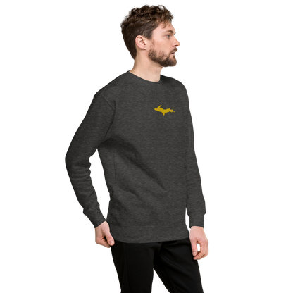 Michigan Upper Peninsula Sweatshirt (w/ Embroidered Gold UP Outline) | Unisex Premium