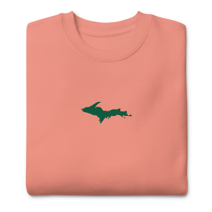 Michigan Upper Peninsula Sweatshirt (w/ Embroidered Green UP Outline) | Unisex Premium