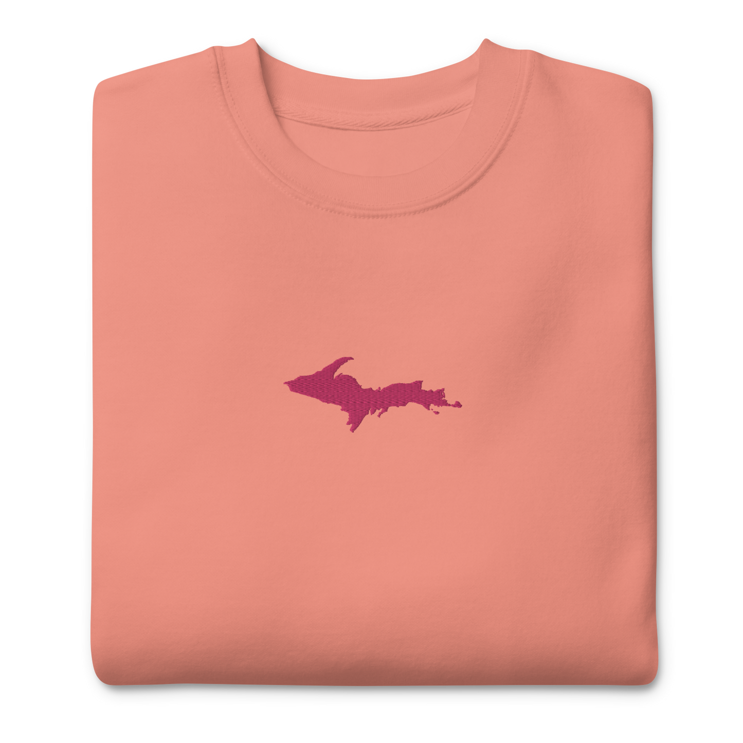 Michigan Upper Peninsula Sweatshirt (w/ Embroidered Pink UP Outline) | Unisex Premium