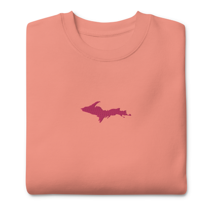 Michigan Upper Peninsula Sweatshirt (w/ Embroidered Pink UP Outline) | Unisex Premium