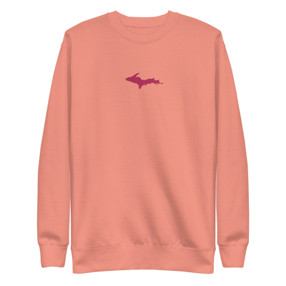 Michigan Upper Peninsula Sweatshirt (w/ Embroidered Pink UP Outline) | Unisex Premium