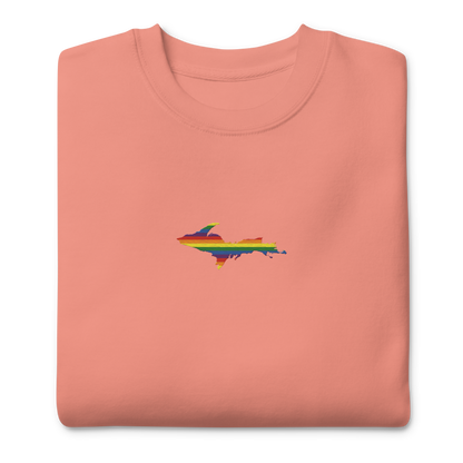 Michigan Upper Peninsula Sweatshirt (w/ Embroidered UP Pride Flag Outline) | Unisex Premium