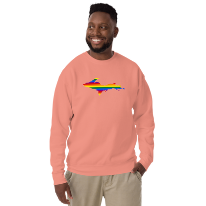 Michigan Upper Peninsula Sweatshirt (w/ UP Pride Flag Outline) | Unisex Premium