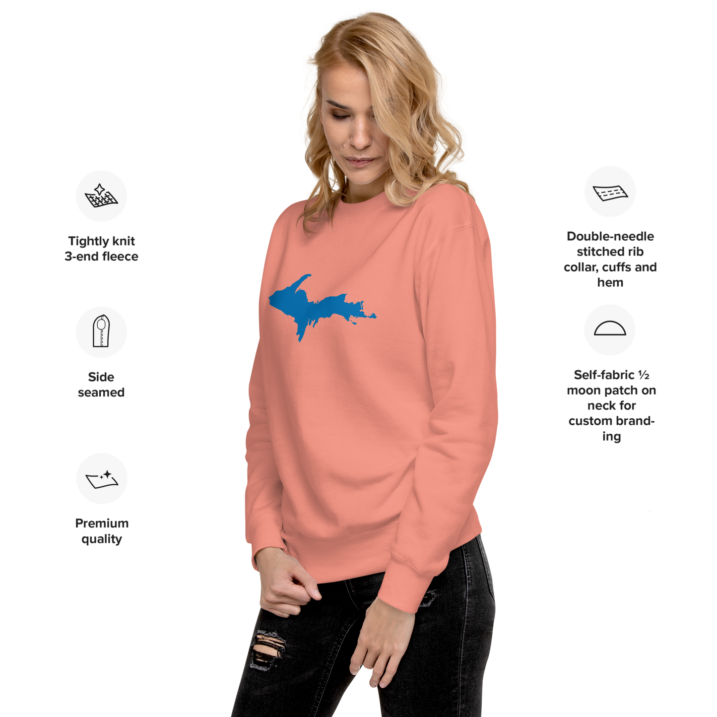 Michigan Upper Peninsula Sweatshirt (w/ Azure UP Outline) | Unisex Premium