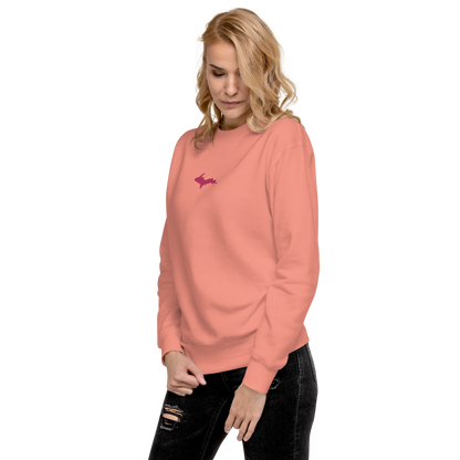 Michigan Upper Peninsula Sweatshirt (w/ Embroidered Pink UP Outline) | Unisex Premium