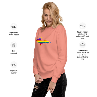 Michigan Upper Peninsula Sweatshirt (w/ UP Pride Flag Outline) | Unisex Premium