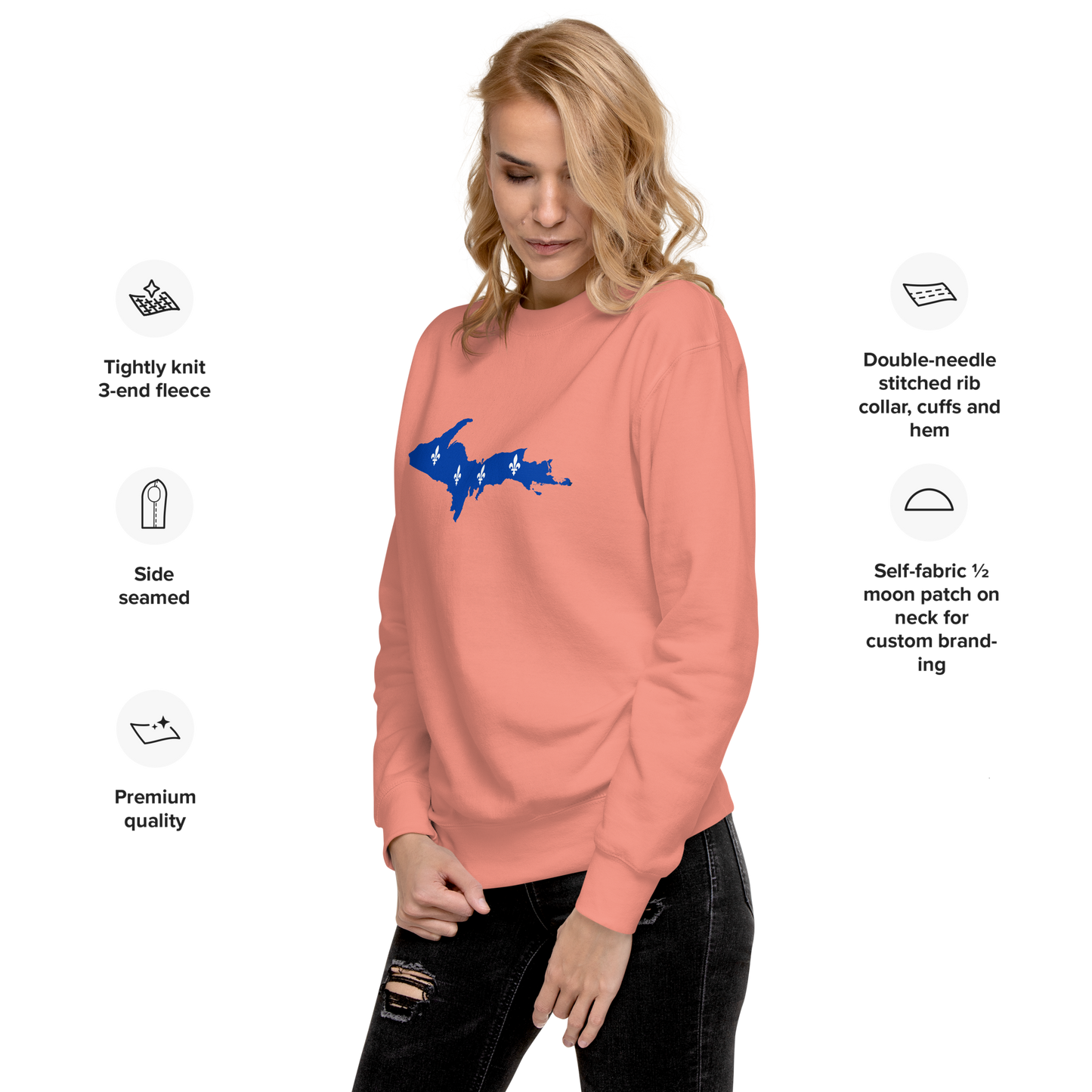 Michigan Upper Peninsula Sweatshirt (w/ UP Quebec Flag Outline) | Unisex Premium