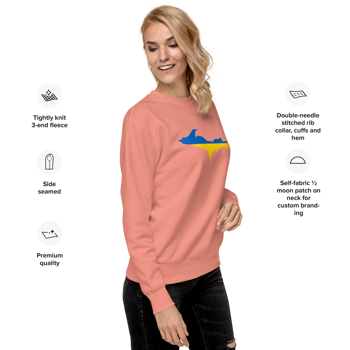 Michigan Upper Peninsula Sweatshirt (w/ UP Ukraine Outline) | Unsiex Premium