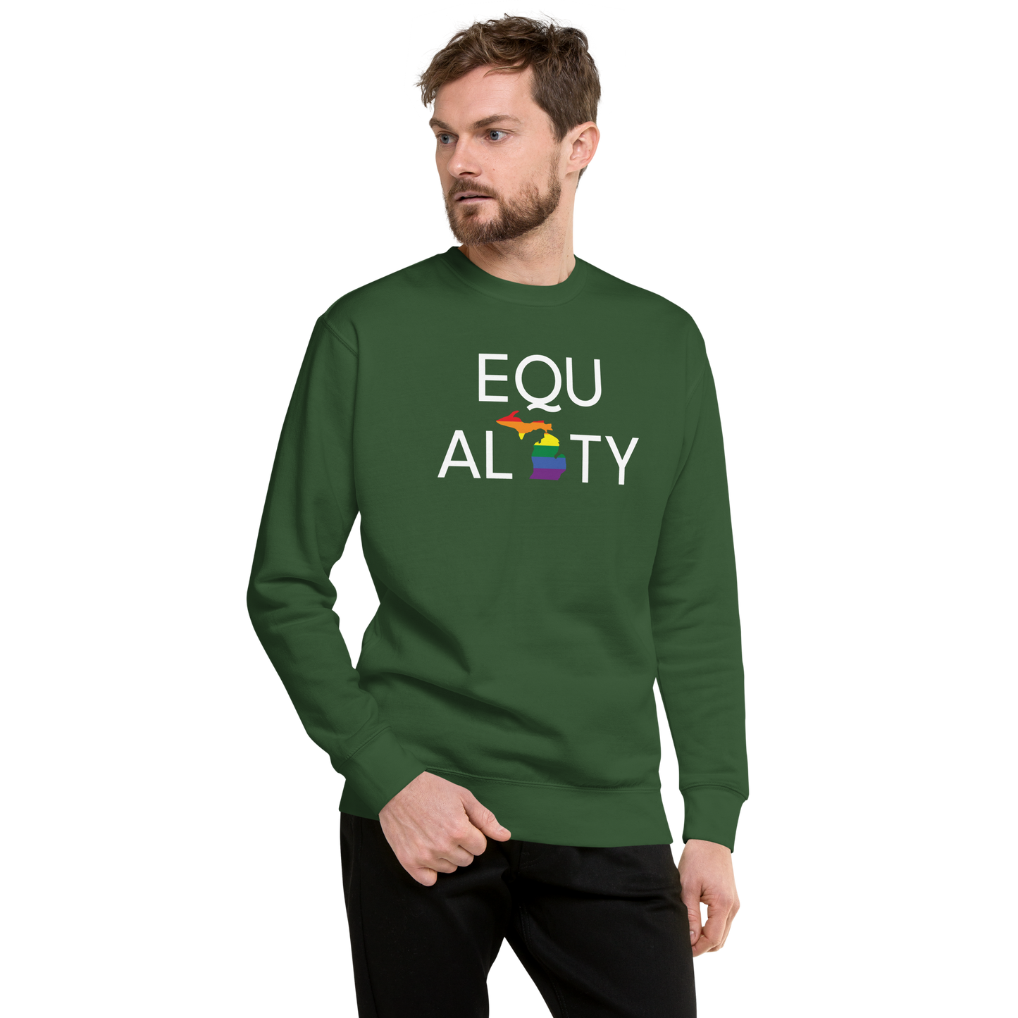 Michigan 'Equality' Premium Sweatshirt (LGBTQ Pride Colors)