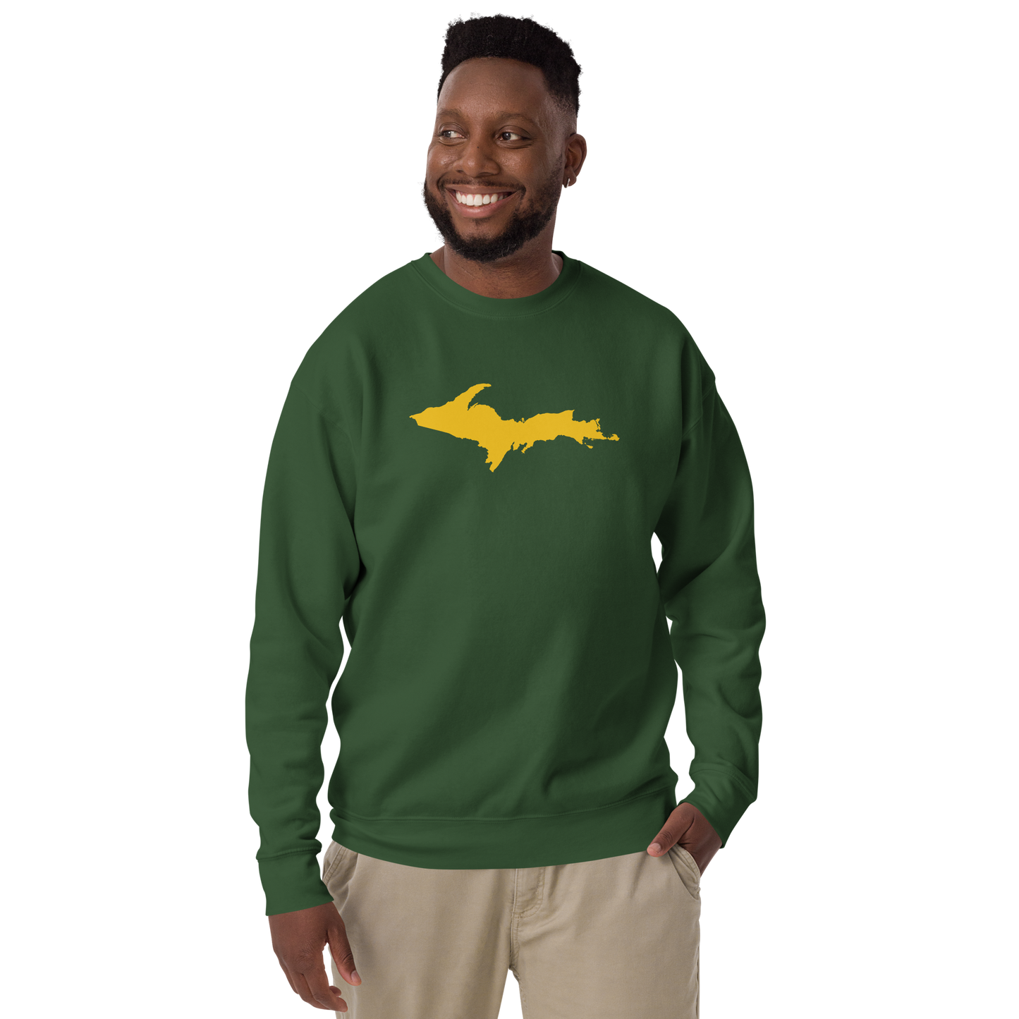 Michigan Upper Peninsula Sweatshirt (w/ Gold UP Outline) | Unisex Premium