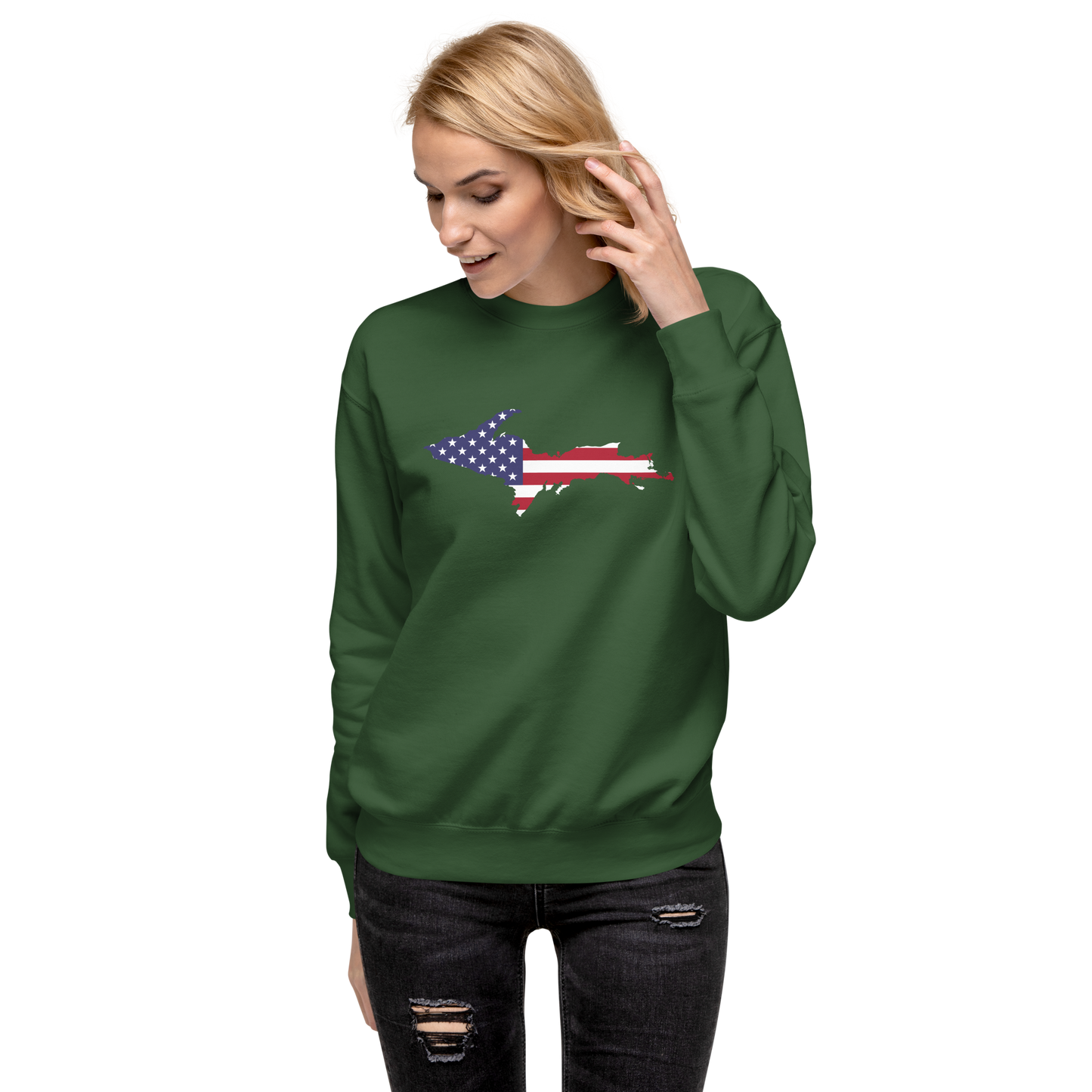 Michigan Upper Peninsula Sweatshirt (w/ UP USA Flag Outline) | Unisex Premium