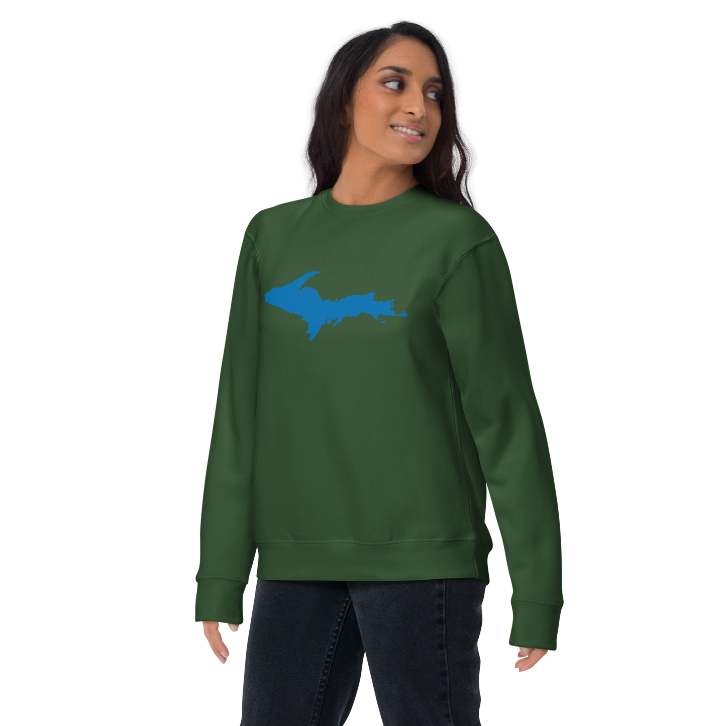 Michigan Upper Peninsula Sweatshirt (w/ Azure UP Outline) | Unisex Premium