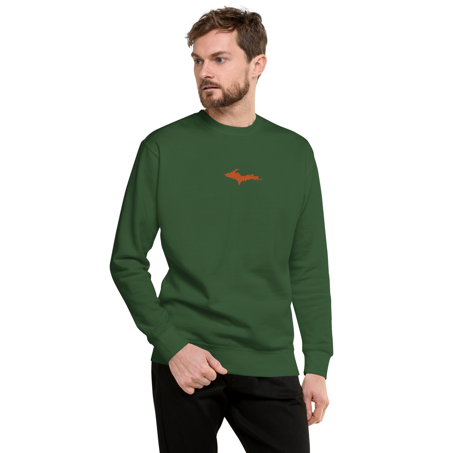 Michigan Upper Peninsula Sweatshirt (w/ Embroidered Orange UP Outline) | Unisex Premium