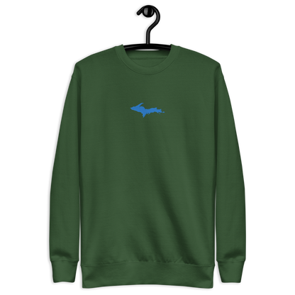 Michigan Upper Peninsula Sweatshirt (w/ Embroidered Azure UP Outline) | Unisex Premium