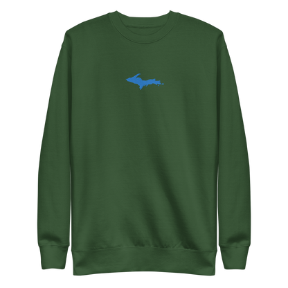 Michigan Upper Peninsula Sweatshirt (w/ Embroidered Azure UP Outline) | Unisex Premium