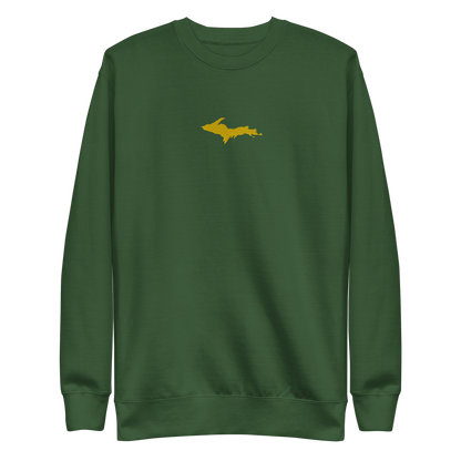 Michigan Upper Peninsula Sweatshirt (w/ Embroidered Gold UP Outline) | Unisex Premium