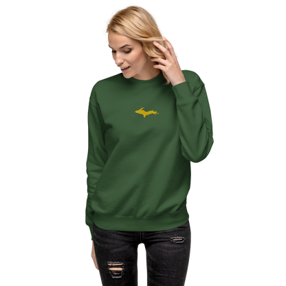 Michigan Upper Peninsula Sweatshirt (w/ Embroidered Gold UP Outline) | Unisex Premium