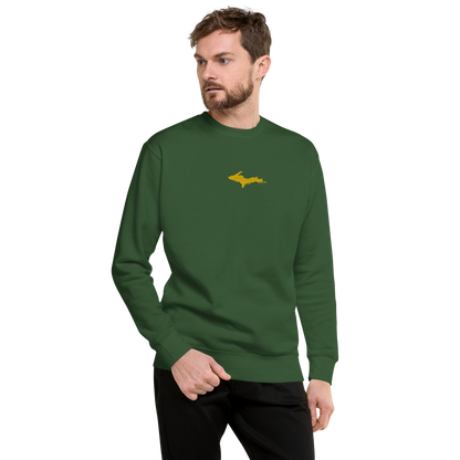 Michigan Upper Peninsula Sweatshirt (w/ Embroidered Gold UP Outline) | Unisex Premium