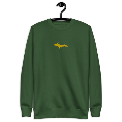 Michigan Upper Peninsula Sweatshirt (w/ Embroidered Gold UP Outline) | Unisex Premium