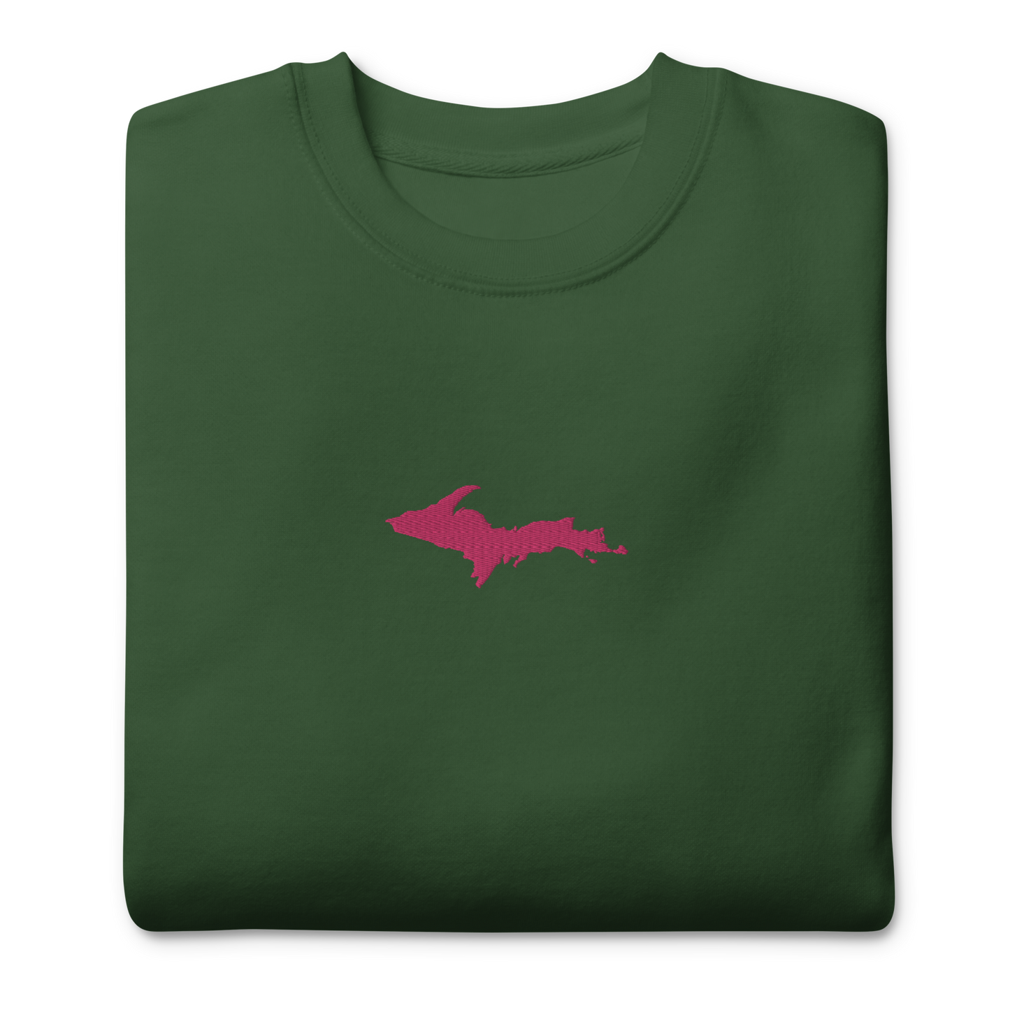Michigan Upper Peninsula Sweatshirt (w/ Embroidered Pink UP Outline) | Unisex Premium