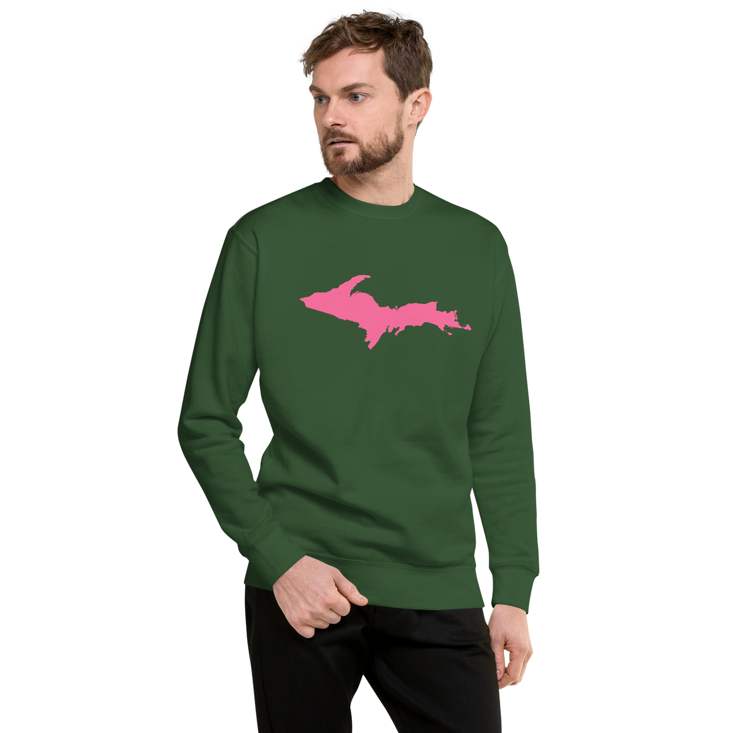 Michigan Upper Peninsula Sweatshirt (w/ Pink UP Outline) | Unisex Premium