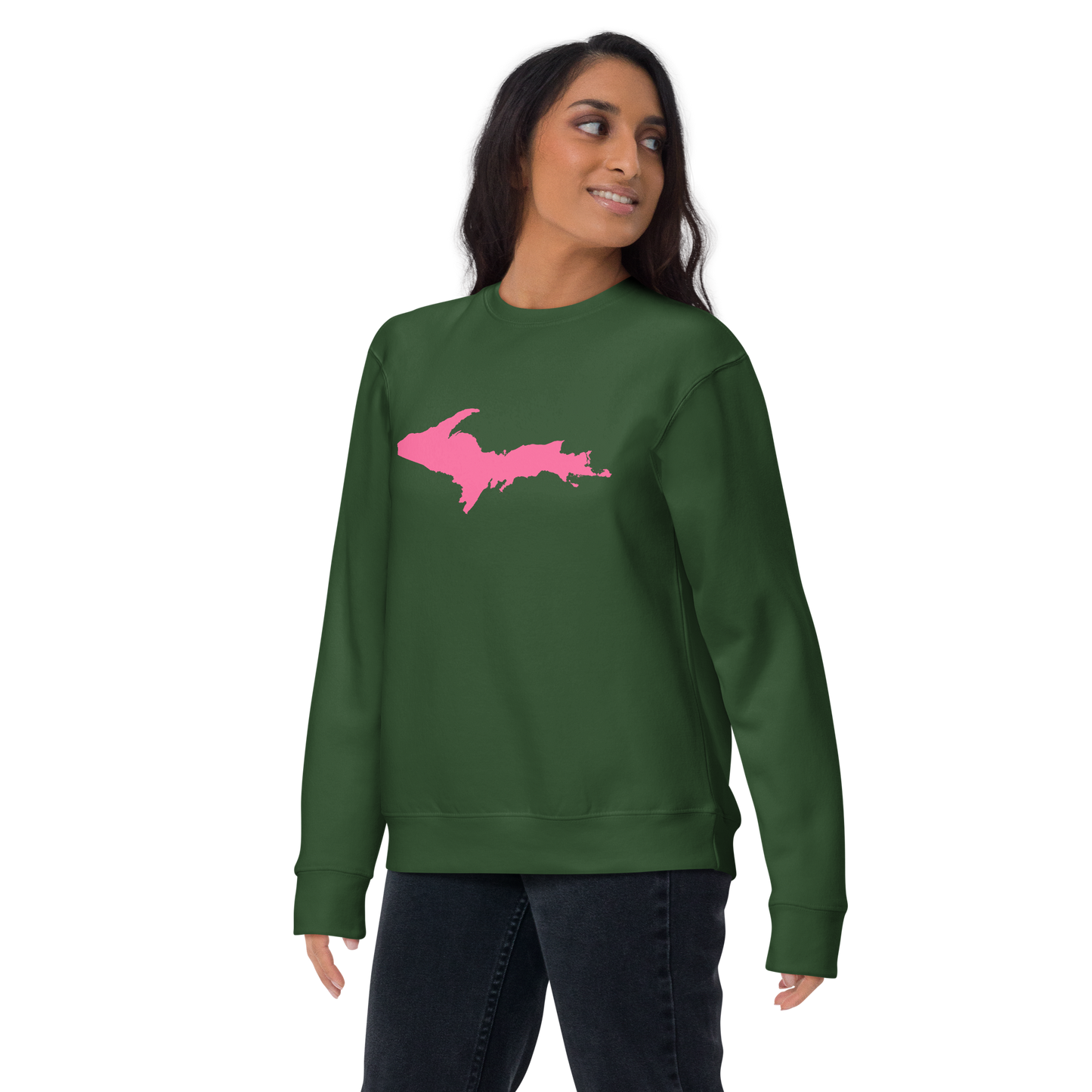 Michigan Upper Peninsula Sweatshirt (w/ Pink UP Outline) | Unisex Premium