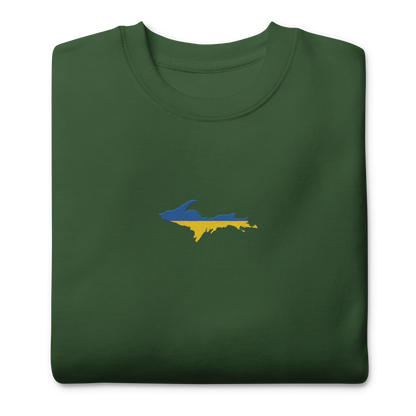 Michigan Upper Peninsula Sweatshirt (Embroidered w/ UP Ukraine Flag Outline) | Unisex Premium