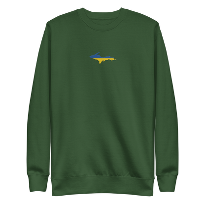 Michigan Upper Peninsula Sweatshirt (Embroidered w/ UP Ukraine Flag Outline) | Unisex Premium