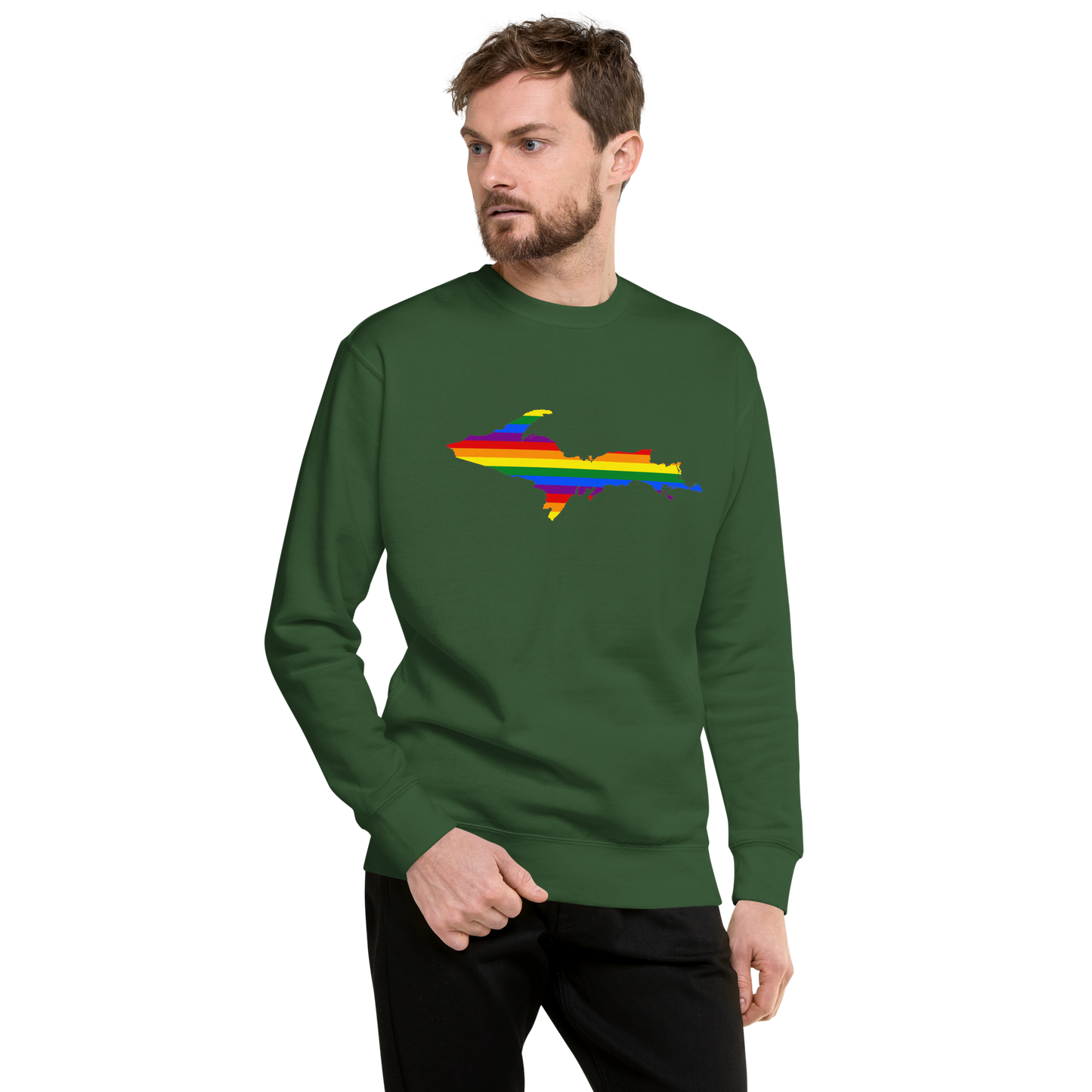 Michigan Upper Peninsula Sweatshirt (w/ UP Pride Flag Outline) | Unisex Premium