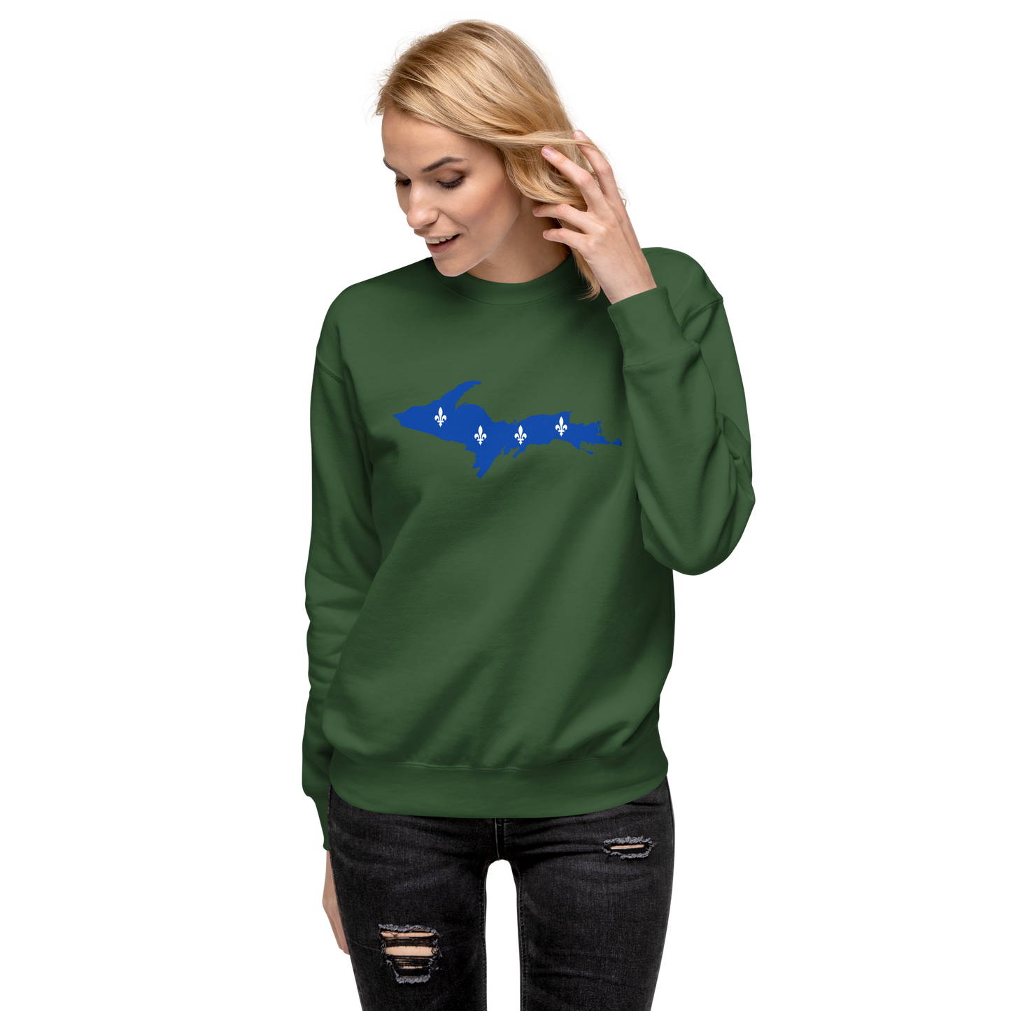 Michigan Upper Peninsula Sweatshirt (w/ UP Quebec Flag Outline) | Unisex Premium