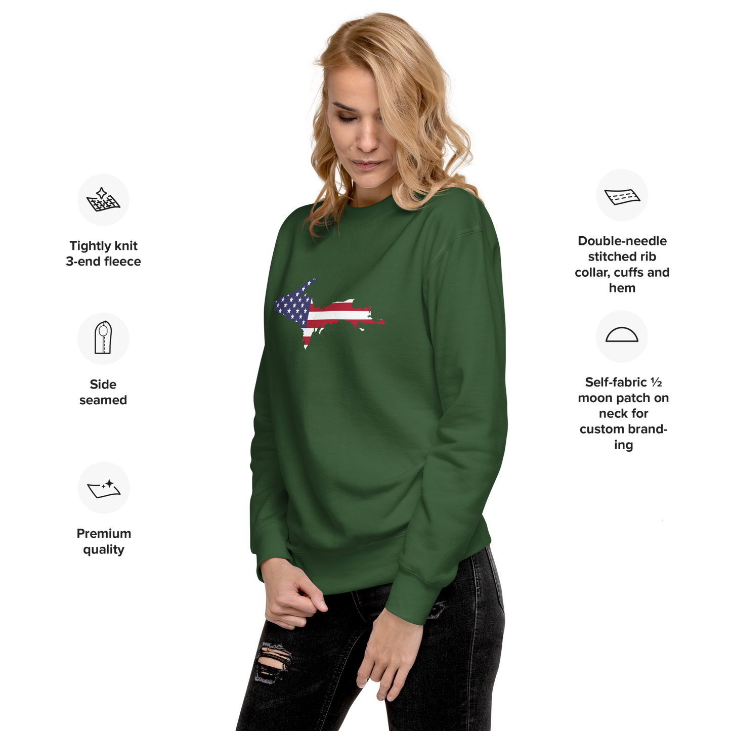 Michigan Upper Peninsula Sweatshirt (w/ UP USA Flag Outline) | Unisex Premium