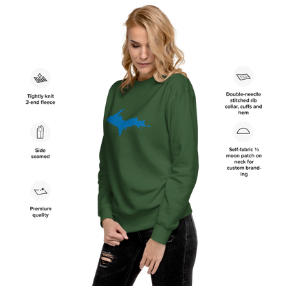 Michigan Upper Peninsula Sweatshirt (w/ Azure UP Outline) | Unisex Premium