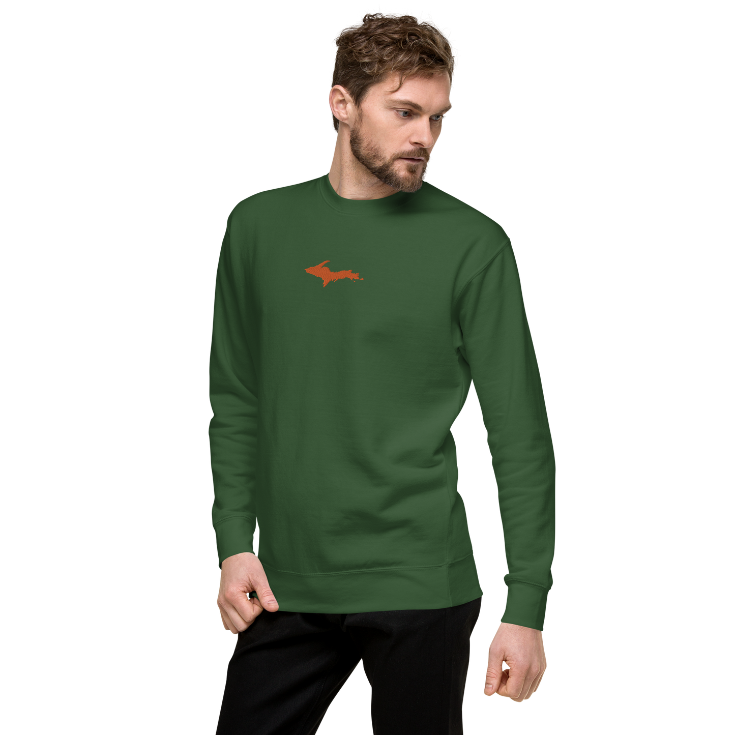 Michigan Upper Peninsula Sweatshirt (w/ Embroidered Orange UP Outline) | Unisex Premium