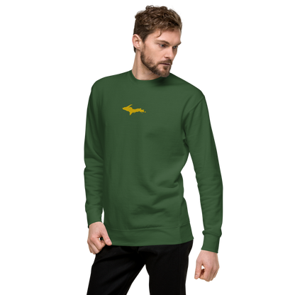 Michigan Upper Peninsula Sweatshirt (w/ Embroidered Gold UP Outline) | Unisex Premium