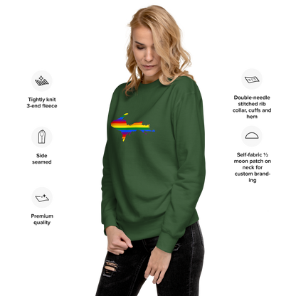 Michigan Upper Peninsula Sweatshirt (w/ UP Pride Flag Outline) | Unisex Premium