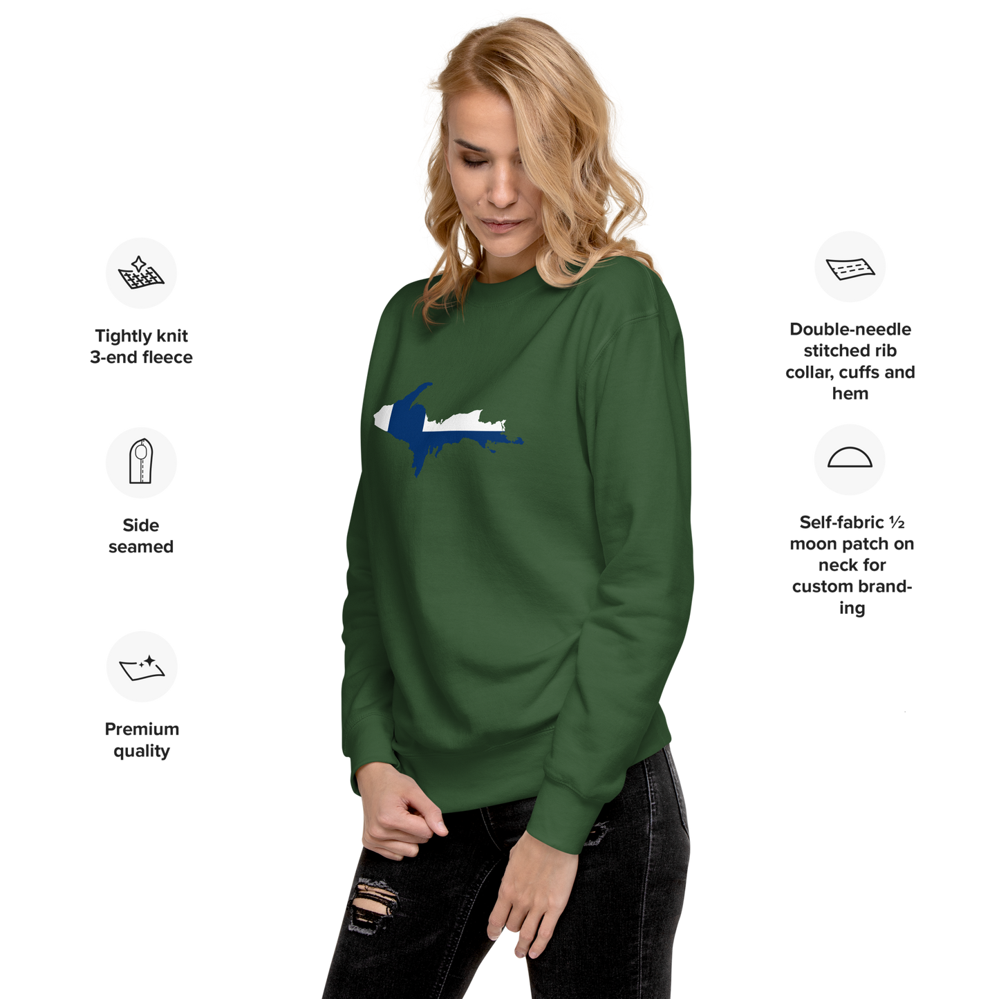 Michigan Upper Peninsula Sweatshirt (w/ UP Finland Outline) | Unisex Premium