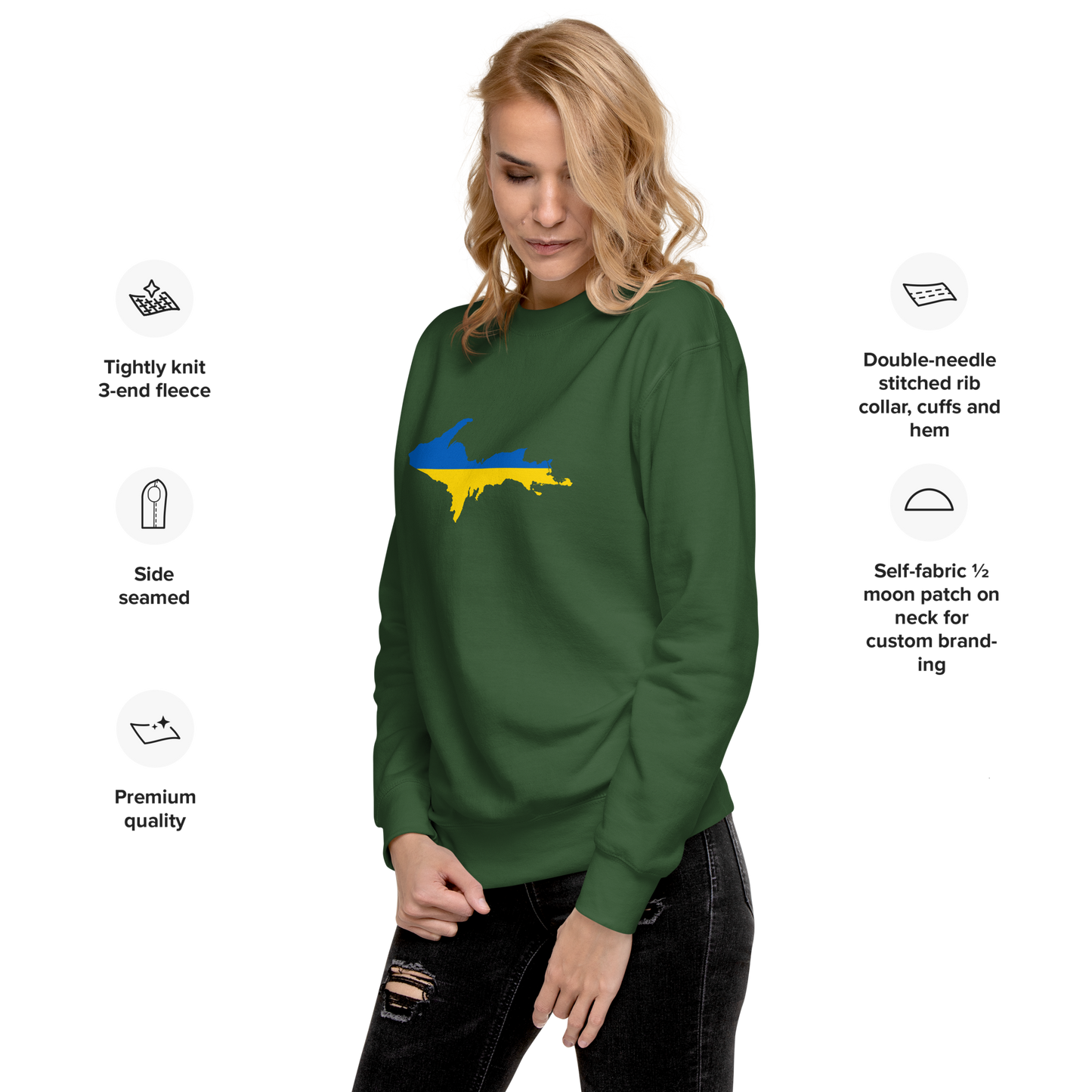 Michigan Upper Peninsula Sweatshirt (w/ UP Ukraine Outline) | Unsiex Premium