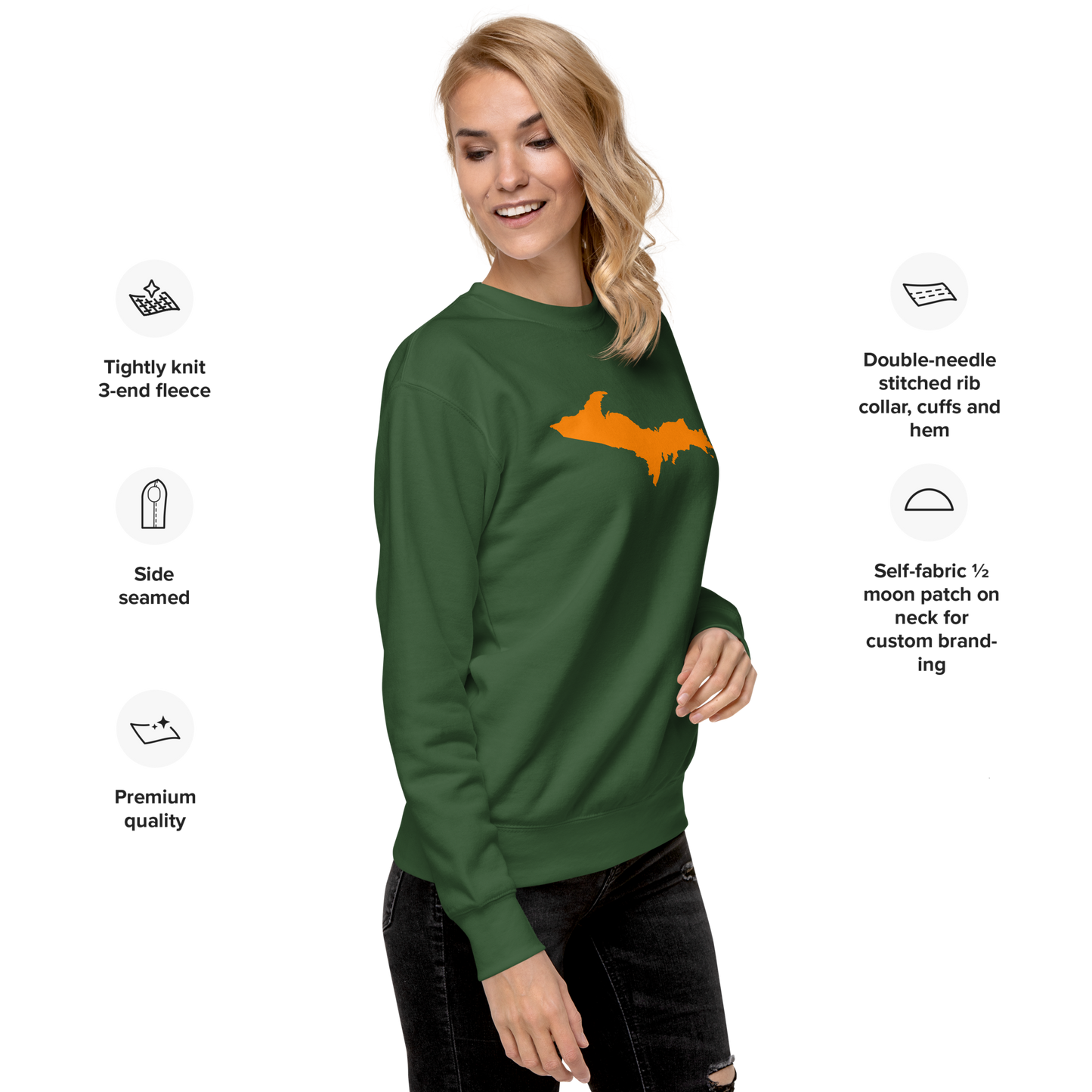 Michigan Upper Peninsula Sweatshirt (w/ Orange UP Outline) | Unisex Premium