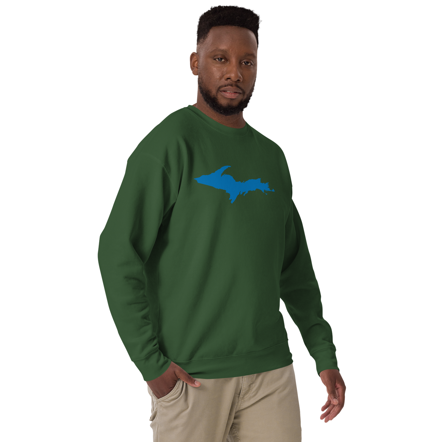 Michigan Upper Peninsula Sweatshirt (w/ Azure UP Outline) | Unisex Premium