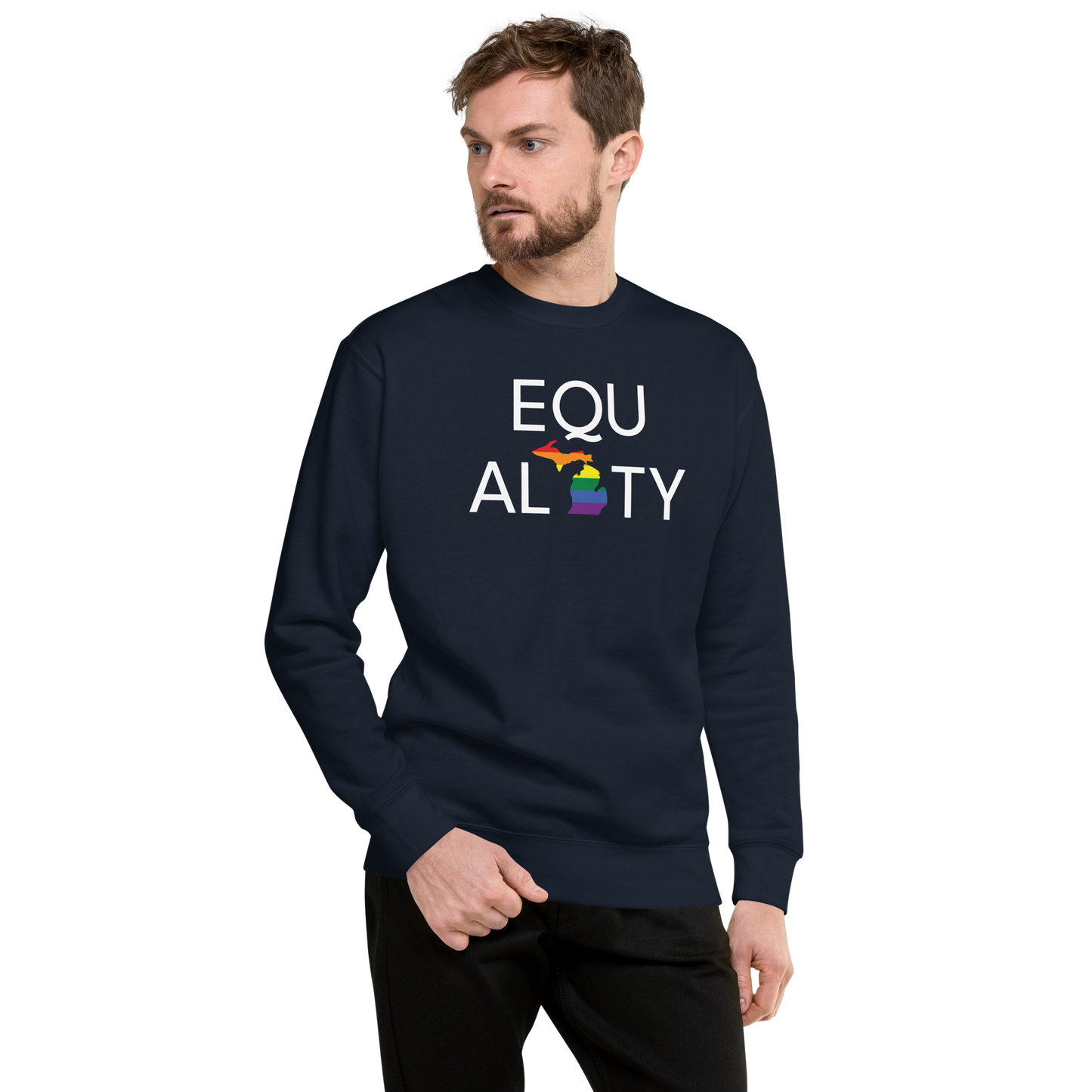 Michigan 'Equality' Premium Sweatshirt (LGBTQ Pride Colors)