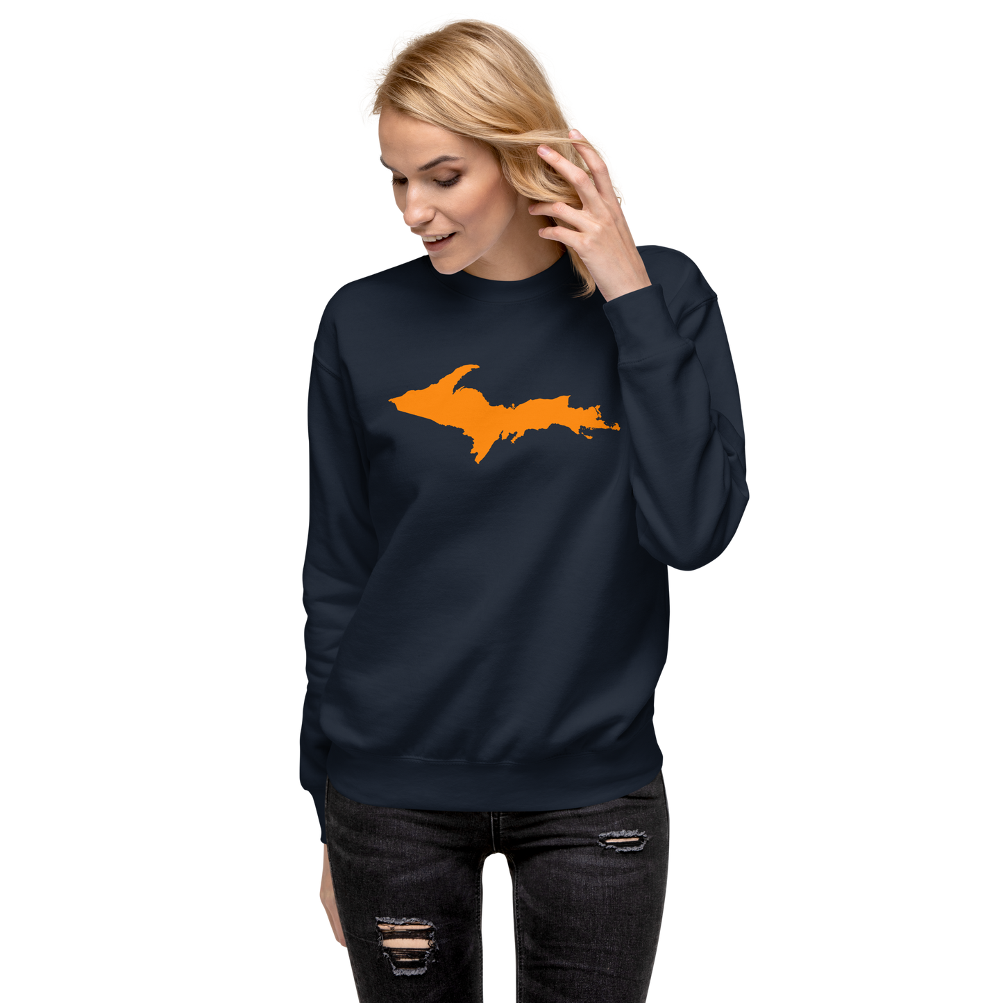 Michigan Upper Peninsula Sweatshirt (w/ Orange UP Outline) | Unisex Premium