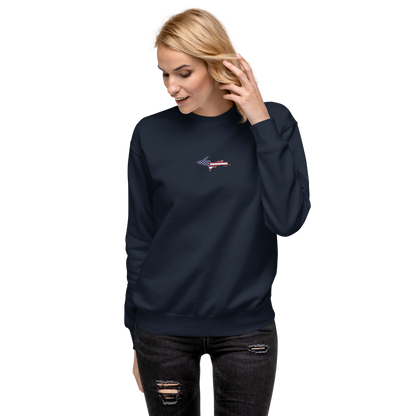 Michigan Upper Peninsula Sweatshirt (w/ Embroidered UP USA Flag Outline) | Unisex Premium