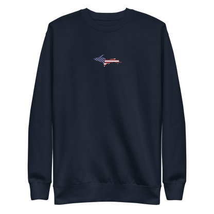 Michigan Upper Peninsula Sweatshirt (w/ Embroidered UP USA Flag Outline) | Unisex Premium