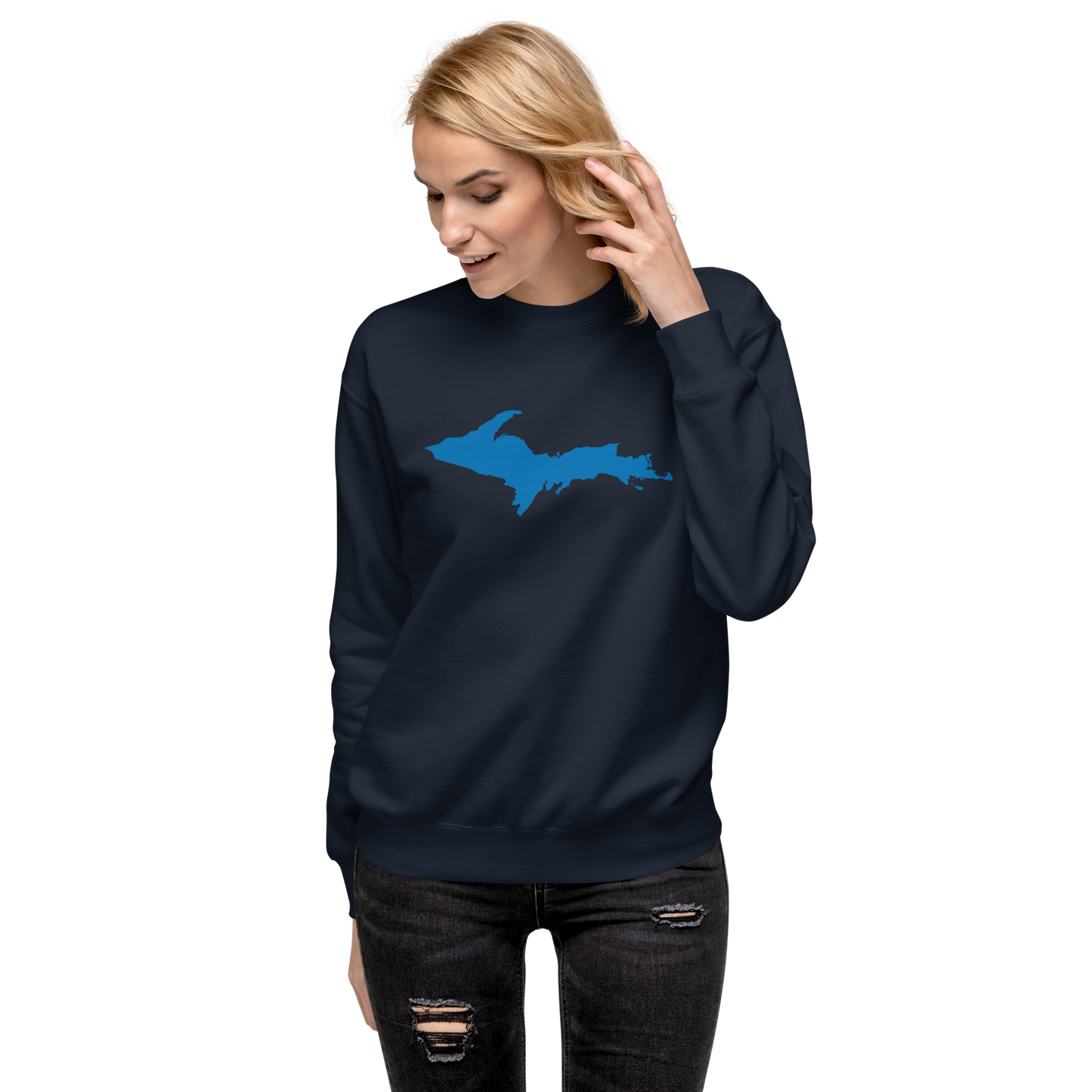 Michigan Upper Peninsula Sweatshirt (w/ Azure UP Outline) | Unisex Premium