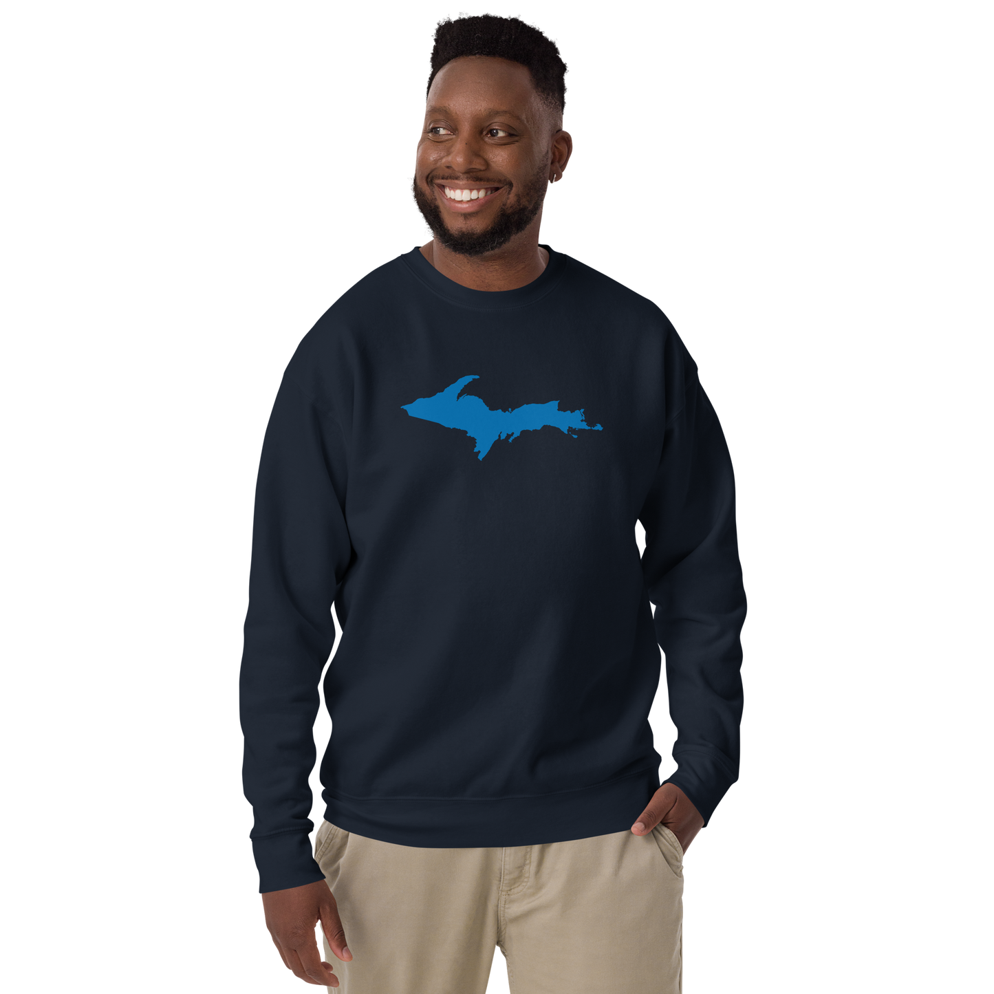 Michigan Upper Peninsula Sweatshirt (w/ Azure UP Outline) | Unisex Premium